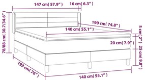 Giroletto a Molle con Materasso Grigio Scuro 140x190 cm Velluto