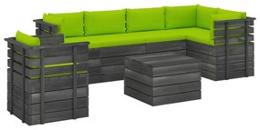 Set Divani da Giardino su Pallet 7 pz con Cuscini Massello Pino