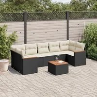 Set Divani da Giardino con Cuscini 8 pz Nero in Polyrattan 3258213