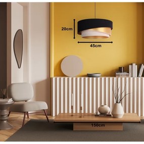 Duolla - Lampadario a sospensione con filo KOBO 1xE27/15W/230V diametro 45 cm nero/oro/color crema