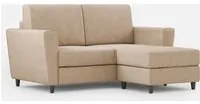 Divano 2 Posti con Pouf 172x145x85 cm Yasel in Tessuto Beige