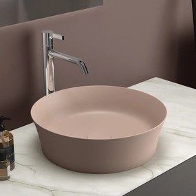 Lavabo da appoggio tondo in ceramica rosa