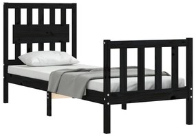 Giroletto con testiera nero 2ft6 small single in legno massello