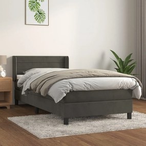 Giroletto A Molle Con Materasso Grigio Scuro 90x200 Cm Velluto /