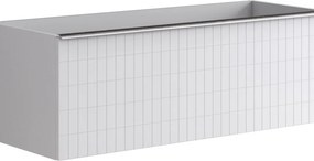 Mobile da bagno sospeso sotto lavabo Pixel 1 cassetto grid con maniglia alluminio brillante L 120 x H 40 x P 45.5 cm bianco laccato opaco