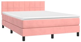 Giroletto a molle con materasso rosa 140x200 cm in velluto