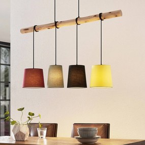 Lampada a sospensione Lindby Moscow , colorata, tessuto, legno, E27, 116 cm