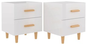 Comodini 2 pz Bianco Lucido 40x35x47,5 cm