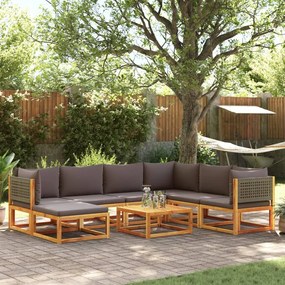 Set divano da giardino 8pz con cuscini legno massello di acacia