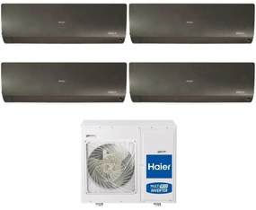 Climatizzatore Condizionatore Haier Quadri Split Inverter serie flexis plus black 7+9+12+15 con 4U75S2SR3FA R-32 Wi-Fi Integrato Colore Nero