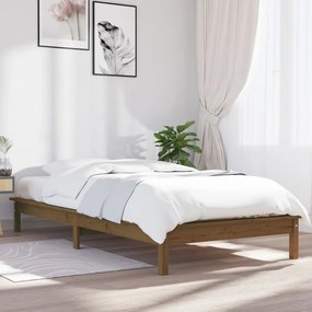 Giroletto Senza Materasso Marrone Ambra Single Legno Massello /