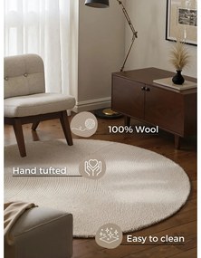 Tappeto rotondo colore naturale chiaro in lana tessuto a mano ø 200 cm Eleni Natural White – Hanse Home