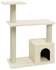 Albero per Gatti con Tiragraffi in Sisal Crema 70 cm