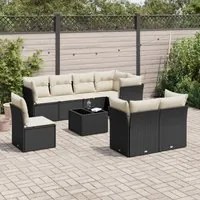 Set Divani da Giardino 9 pz con Cuscini Nero in Polyrattancod mxl 87187