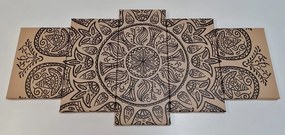Quadri 5 pezzi – Mandala con motivo naturale astratto