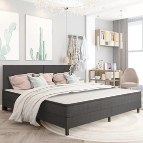 Letto A Molle Grigio Scuro İn Tessuto 200x200 Cm /