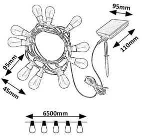 Rabalux 77165 - Catena LED solare ZIRC LED/3,6W/3,7V 1200mAh IP44
