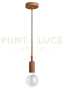 Gso093- pendente flash cavo in stoffa e rosone rame 1 luce attacco...