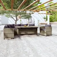 Set Divani da Giardino 3 pz con Cuscini in Polyrattan Grigio 3098168