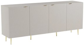 Credenza con 4 ante in MDF e Acciaio Beige e Dorato - YESINIA