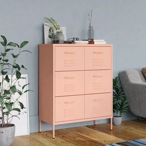 Cassettiera Rosa 80x35x101,5 Cm İn Acciaio /