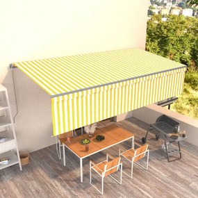 Tenda Sole Retrattile Manuale Con Parasole 6x3m Gialla Bianca /