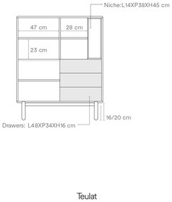 Cassettiera alta grigio scuro 100x120 cm Corvo - Teulat