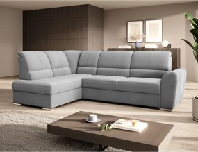 Divano angolare grigio allungabile/con contenitore (con penisola a sinistra/a L) e rivestimento in velluto Siber – ELTAP