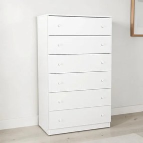 Cassettiera settimino in melaminico 6 cassetti 74x126h cm Bianco
