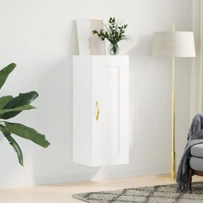 Mobile Parete Bianco Lucido 34,5x34x90 Cm İn Legno Multistrato /