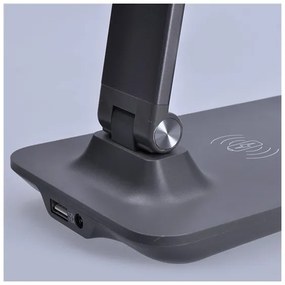 Solight WO55-G - Lampada da tavolo LED dimmerabile con caricatore wireless LED/10W/100-240V grigia