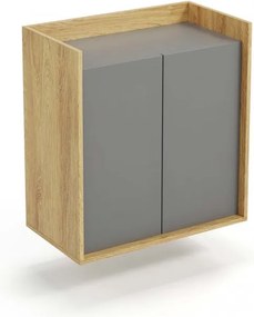 Comò modulare Mobius 2D in legno naturale/grigio - H83 cm