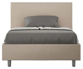 Letto una piazza e mezza contenitore imbottito 120x210 similpelle tortora Adele