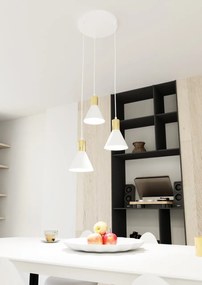 Lampada a sospensione in acciaio ROSA 3 nero/bianco e oro 3xE14