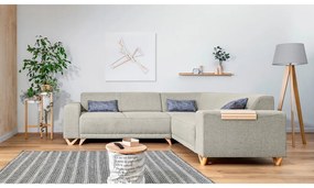 Divano angolare beige allungabile e con contenitore (con penisola a destra/a L) Classy Sophie – Miuform