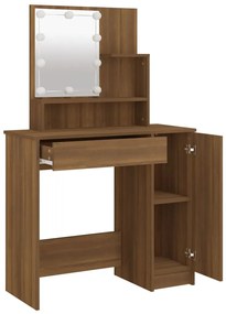 Toeletta con led rovere marrone 86,5x35x136 cm