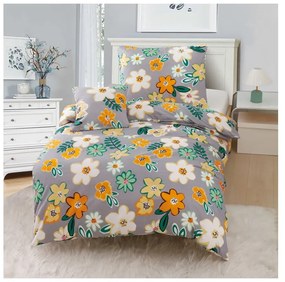 Lenzuolo singolo arancio-grigio 3 pezzi in microsatin 140x200 cm Grace - My House