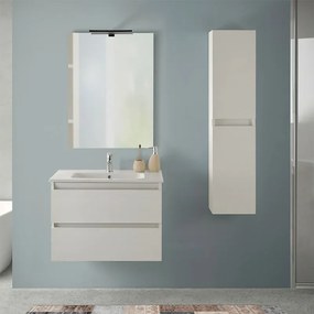 Mobile bagno sospeso 70 cm rovere bianco con pensile H 125 cm Nadia