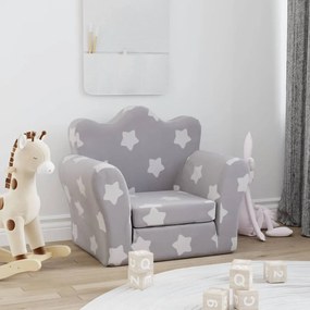 Divano Letto Bambini Grigio Chiaro Con Stelle Morbido Peluche /