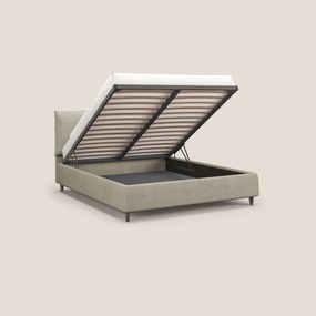 Mariana letto imbottito contenitore con cuscini in tessuto impermeabile T02 panna