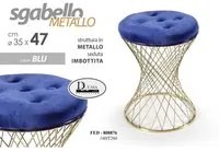 Sgabello trendy blu con struttura oro cm 35 x 47 h