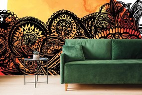 Carta da parati – Mandala acquerello arancione