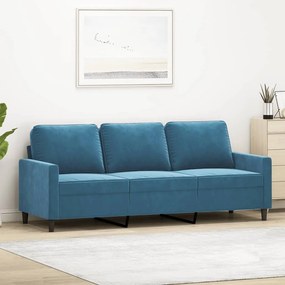 Divano A 3 Posti Blu 180 Cm İn Velluto /