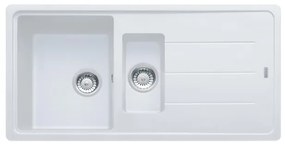 Lavello integrato 1.5 vasche con gocciolatoio laterale destro o sinistro FRANKE Boston fragranite L 50 x L 97 cm bianco