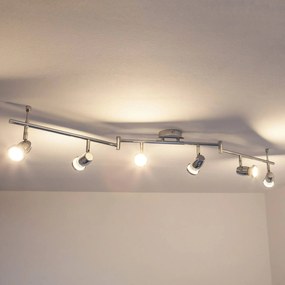 Lindby plafoniera Arminius, a 6 luci, 120 cm, colore cromo