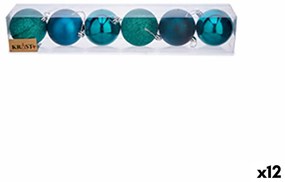 Set di palline di Natale Azzurro Plastica Ø 7 cm (12 Unità)