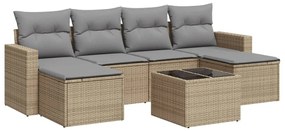 Set divani da giardino 7 pz con cuscini beige in polyrattan