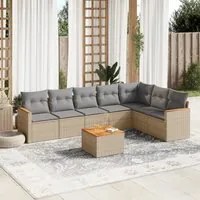 Set Divano da Giardino 8 pz con Cuscini Beige in Polyrattan 3258440