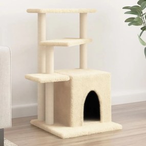 Albero per gatti con tiragraffi in sisal crema 83,5 cm