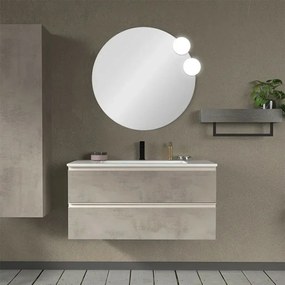 Mobile bagno sospeso 100 cm grigio cemento con lavabo e specchio Master